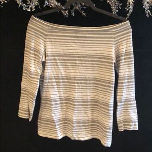 Theory Off Shoulder Striped Top